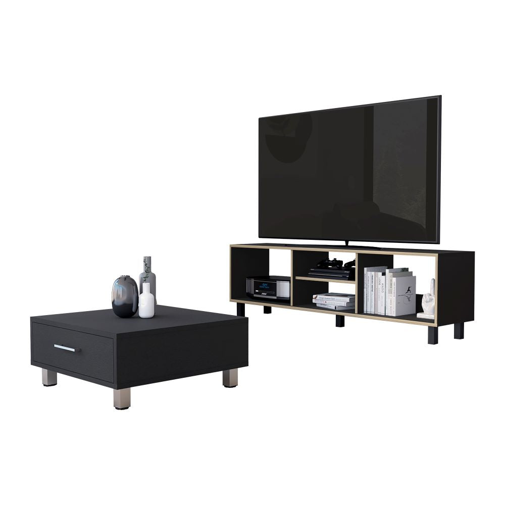 Rack TV + Mesa de Centro Color Nomik Wengue y Duna Para Sala De Estar